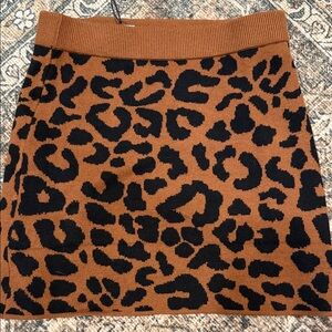 Le Lis Leopard Knit Mini Skirt in Brown and Black